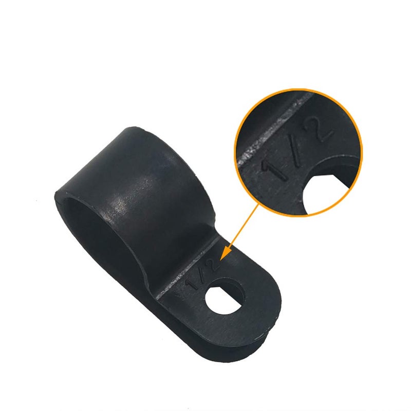 Alamic Cable Clamp R-Type Cable Clip Wire Clamp 1/2" Nylon Screw Mounting Cord Fastener Clips with Screws for Wire Management - 50 Pcs Cable Clamps + 50 Pcs Screws - Image 3